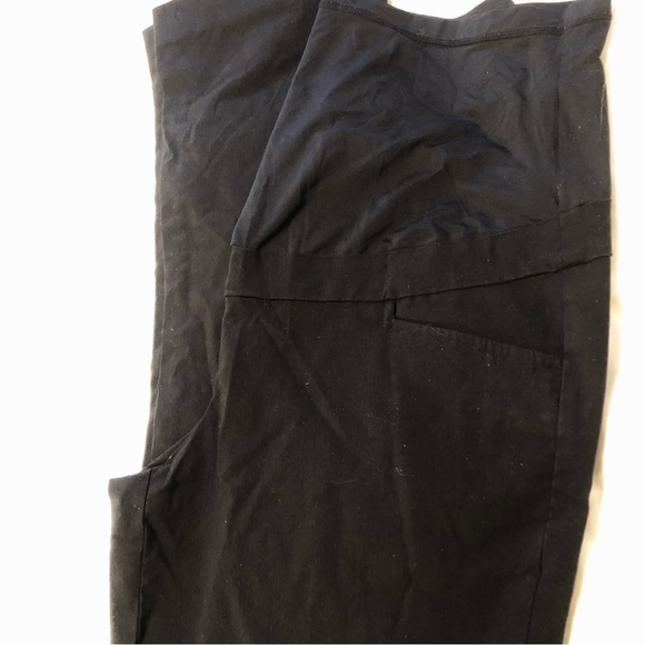 Stork & Babe XL Black Maternity High Rise Panel Straight Leg Pants Pockets - Picture 6 of 16